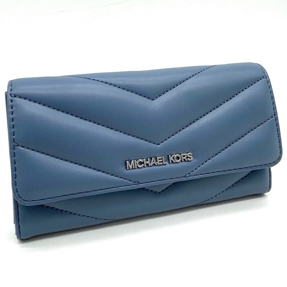 Michael Kors Large Trifold Wallet Blue Lagoon (NWT) - Picture 1 of 9